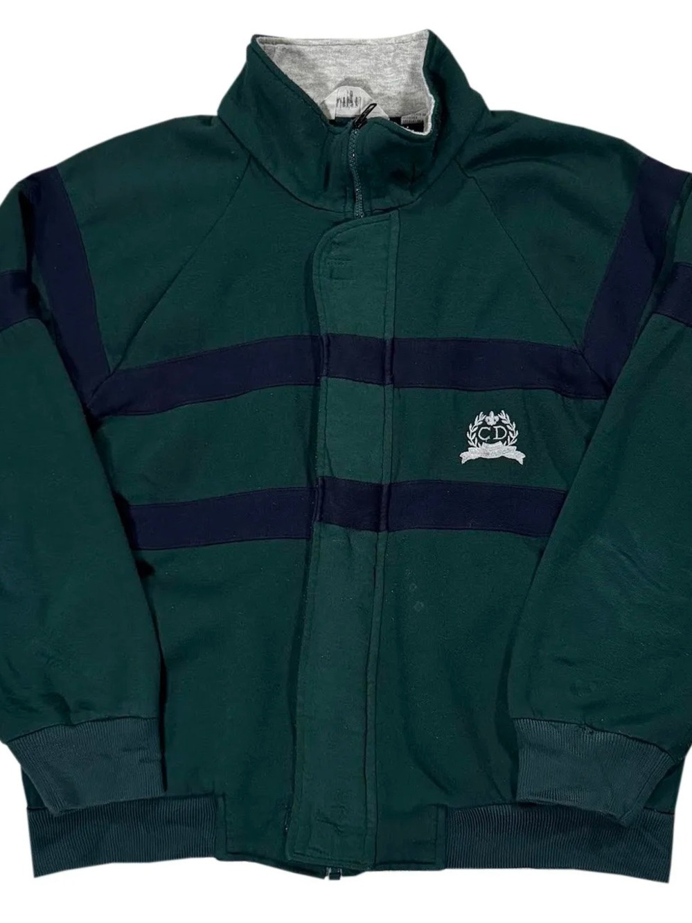 Vintage Christian Dior Green / Navy Striped Sweatshirt (Size M)
